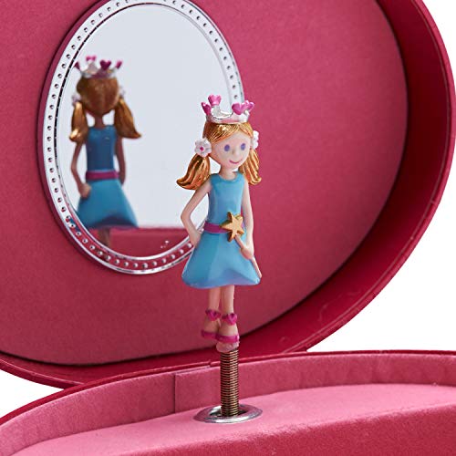 Lucy Locket - Oval Princess Musical Jewellery Box for Children - Glittery Kids Jewellery Box
