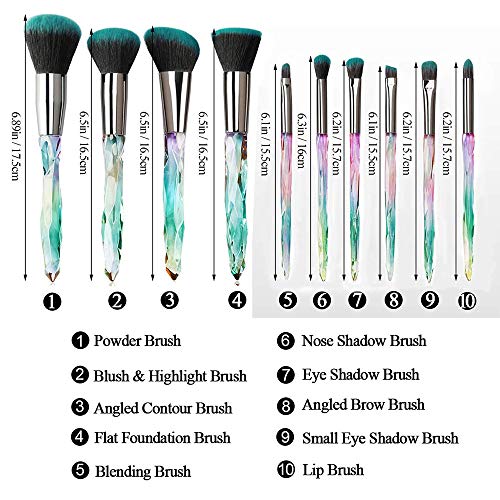 10 Pcs Unicorn Makeup Brushes | Crystal Handle Set | Gift 