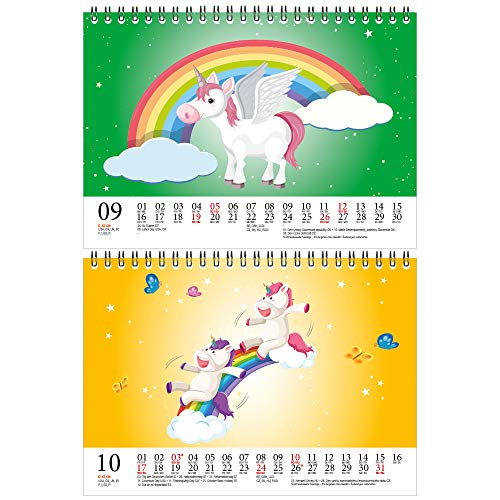 Unicorn Magic A5 Desk Calendar 2021 | Gift Set Contents: 1x Calendar, 1x Christmas and 1x Greeting Card (Total 3 Parts)