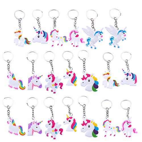 20 Pack Unicorn Key Rings For Girls Party Bag Fillers 