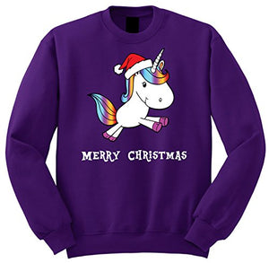 Funky Gifts Unicorn Christmas Jumper Sweatshirt | Purple