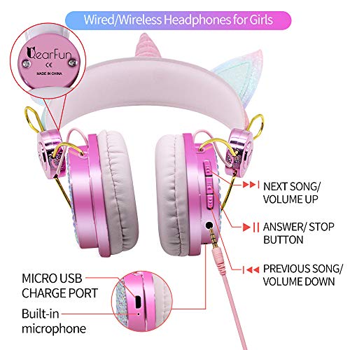 Kids Unicorn Headphones For Girls Pink