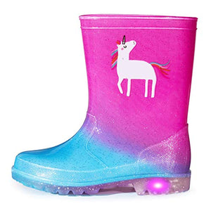 Unicorn Light-Up Rain Boots, Flashing Wellies for Girls and Boys | Assorted Sizes 