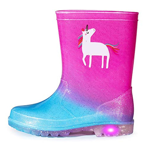 Unicorn Light-Up Rain Boots, Flashing Wellies for Girls and Boys | Assorted Sizes 
