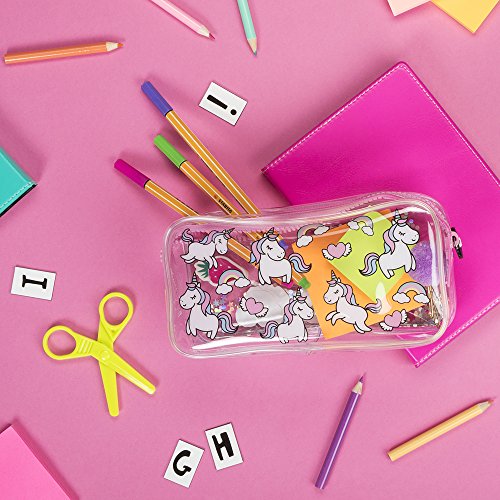 Kids Girls Unicorn Pencil Case Clear