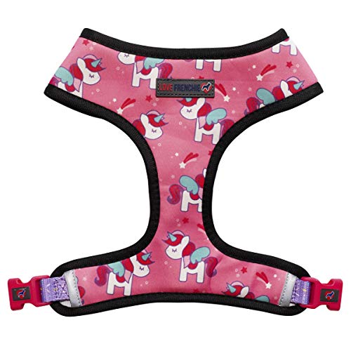 Pink Love Frenchie Dog Harness Unicorn Design 