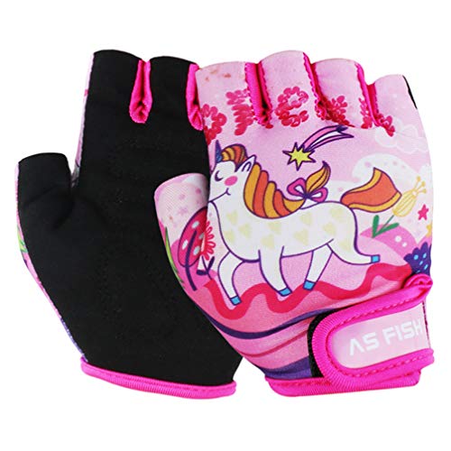Pink Unicorn Fingerless Bike Gloves | For Kids | XS