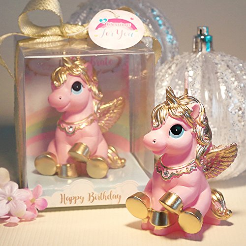 Unicorn Plush Party Candle - Pink