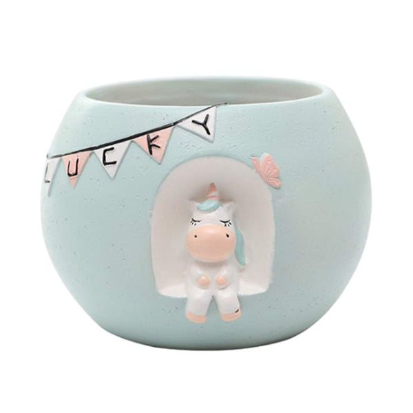 unicorn plant pot baby pastel blue