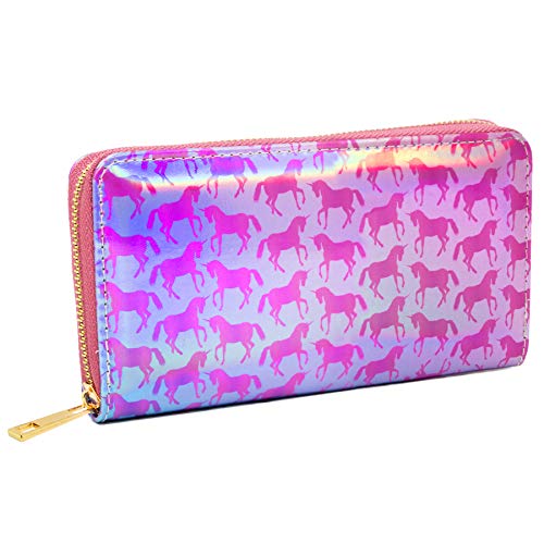 Holographic Unicorn Zip Around Purse