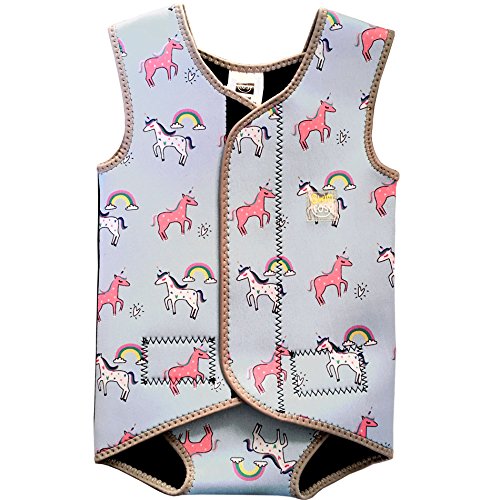 Swim Cosy Baby/Toddler Wetsuit Vest with UPF50 Neoprene Wrap around  design for Boys/Girls Sky Blue Unicorns