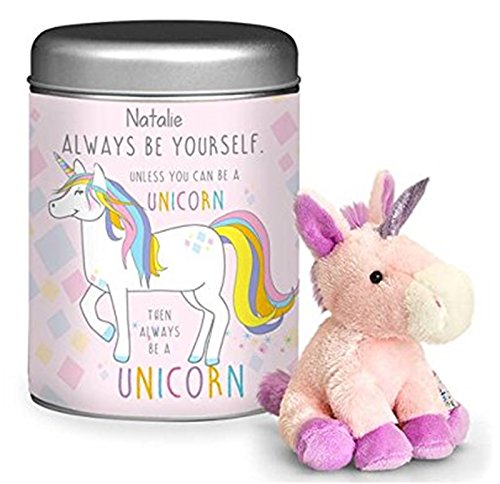 Personalised Always Be a Unicorn Teddy Plush in a Tin