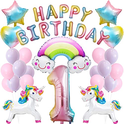 Rainbow Unicorn Birthday Party Supplies for Girls 1st Birthday Party | Unicorn Balloons
