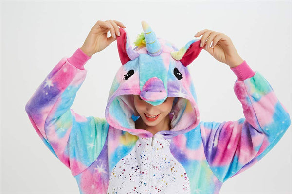 Unisex Unicorn Onesie Pajamas Halloween Cosplay Costume Animal Homewear Onepiece