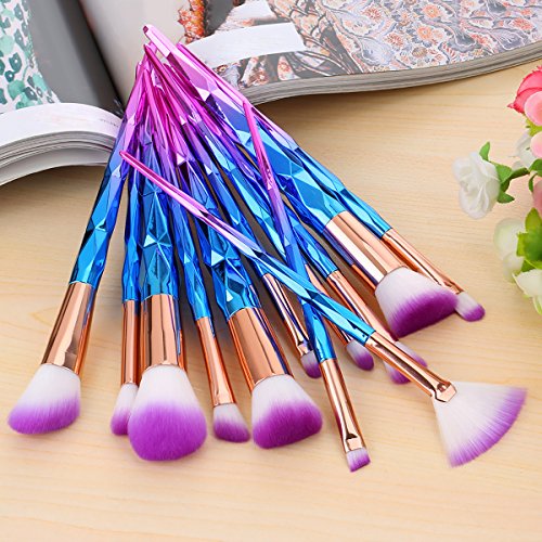 Stunning unicorn make up brushes, rainbow hues, dip dyed pink bristles, pastel coloured hued handles. 12 pieces per set.Professional make up set