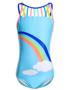 Girls Swimming Costume Unicorn Rainbow UK Age 6-14 Years