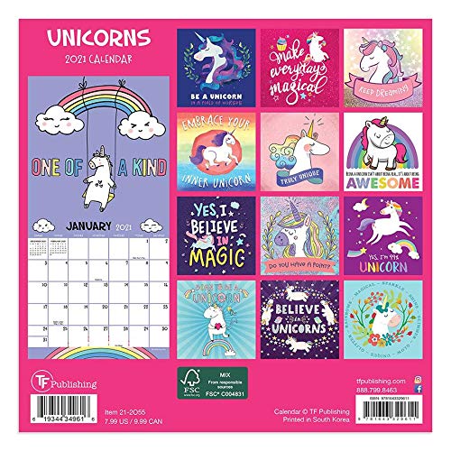 Funny & Cute Unicorn Calendar 2021