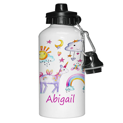 Personalised Unicorn Girls Drinks Water Bottle