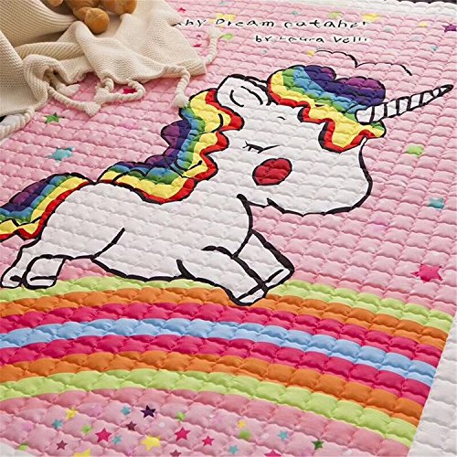 Unicorn themed padded rug for kids bedroom, nursery.