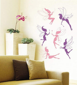 fairies wall sticker lilac and pink