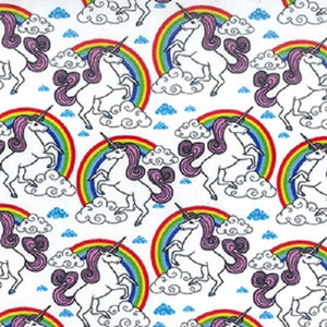 Unicorn and Rainbow | 100% Cotton Poplin Fabric | Quilting, Crafting 