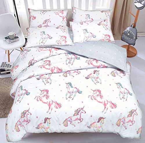 Unicorn Horse Reversible Duvet Quilt Cover + PillowCases (Double) By Pieridae