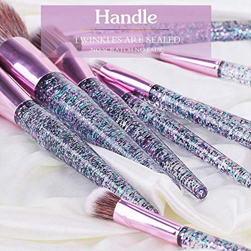 Glittered Handled Unicorn Make Up Brush Set 10 Pieces 