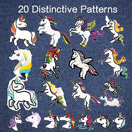 20 Assorted Unicorn Iron On Patches 