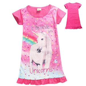 unicorn print dress pink short sleeve 