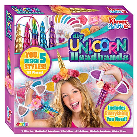 Klever Kits Unicorn gifts girls DIY craft Kit Including 1 Large String Art  Board, 1 Unicorn Flower Headband, 3 Unicorn glitter S