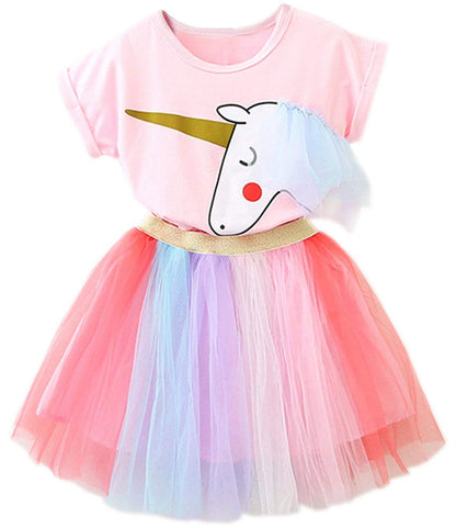 unicorn tutu skirt dress with pink top age 3,4