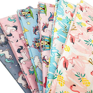 Fat Quarter Fabrics | Unicorns, Rainbow Horse,Flamingos | 100% Cotton Fabric | Quilting