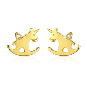Unicorn Gold Earrings - Rocking Horse