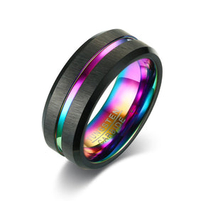 Rainbow Unicorn Ring - Tungsten Carbide Matte Finished