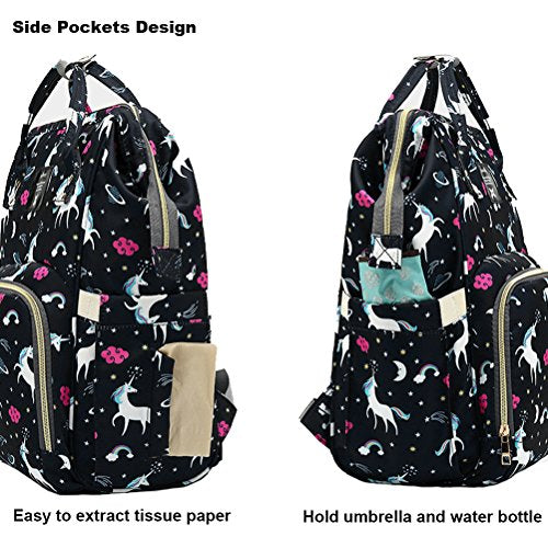 Unicorn Baby Changing Bag Black 