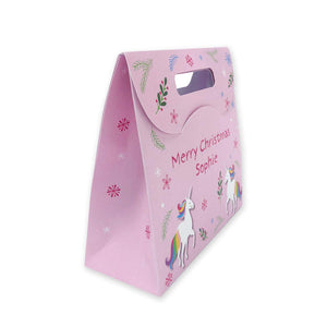 Personalised Christmas Gift Bag For Presents - Unicorn Theme