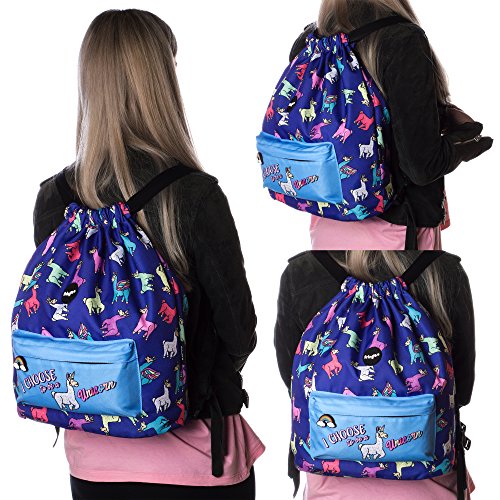 Girls modelling unicorn backpack