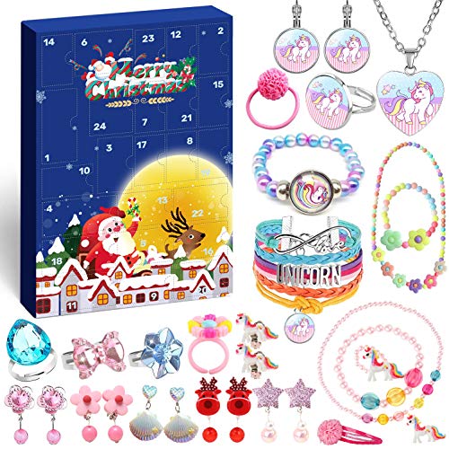 Santa & Unicorn Jewellery Advent Calendar For Girls | 24 Magical Gifts