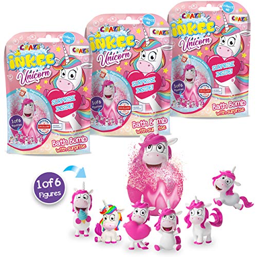CRAZE Fun Bath Inkee Set of 3 Magic Bath Balls with Surprise Bath Bomb Unicorn Toy Figures 29428 Bath Bombs