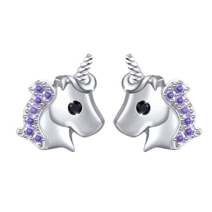 Unicorn earrings silver with purples