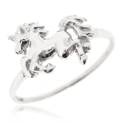 Unicorn Ring For Girls Women 925 Sterling Silver Rhodium Plated
