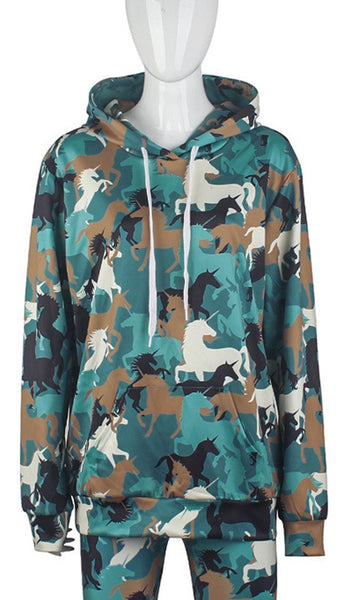 Belsen Women's Long Sleeve Hoodies Sweatshirts Camouflage - Small. Medium, Large