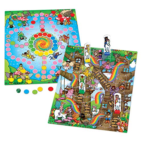 Orchard Toys | Fairy & Unicorn Snakes And Ladders With Ludo | Multicoloured (059)