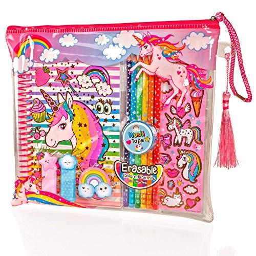 Deluxe Unicorn Stationery Set - Girls Colouring Pencils Journal
