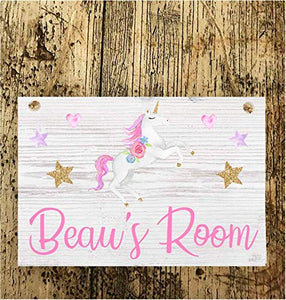 Girls Unicorn Plaque Bedroom Door Sign/plaque Personalised 