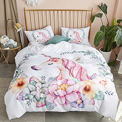 Pretty Floral Unicorn Duvet Cover Set | King (220x230cm)