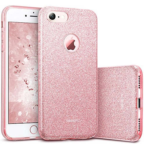 ESR Glitter Case for iPhone 8/7 Case, Bling Sparkle Designer Case Shining Fashion Style for iPhone 8/7 Rose Gold