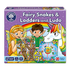 Orchard Toys | Fairy & Unicorn Snakes And Ladders With Ludo | Multicoloured (059)