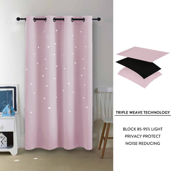 PONY DANCE Pink Curtain for Girls - Bedroom Curtains with Eyelet Top for Room Darkening Short Thermal insulated Window Treatment for Energy Saving, 2 Panels, W 46 inches x 54 inches, Light Pink