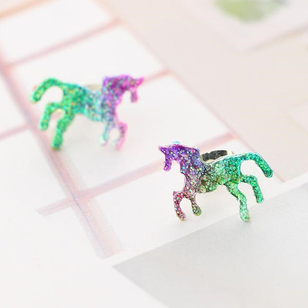 Unicorn earrings leaping unicorn
